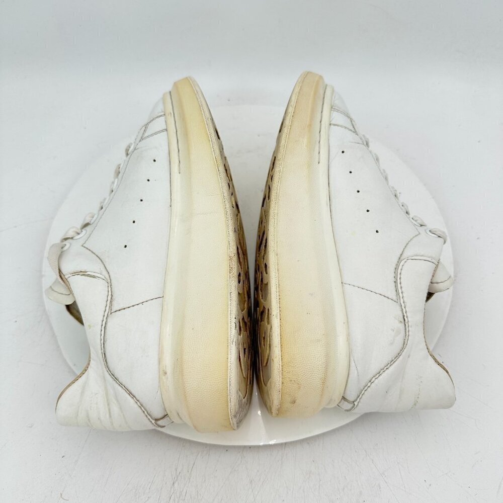 Alexander McQueen Women Size 7 White Leather Lace Up Platform Casual Shoes - Picture 6 of 13